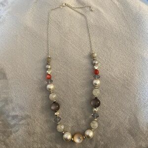Chico's Silver and Red Necklace with Artisanal Charm